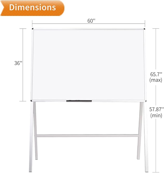 VIZ-PRO Magnetic H-Stand Whiteboard/Adjustable Dry Erase Easel,60 x 36 Inches
