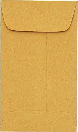 LUXPaper #6 Coin Envelopes | 3 3/8'' x 6" | Brown Kraft | 24lb. Text | 50 Qty