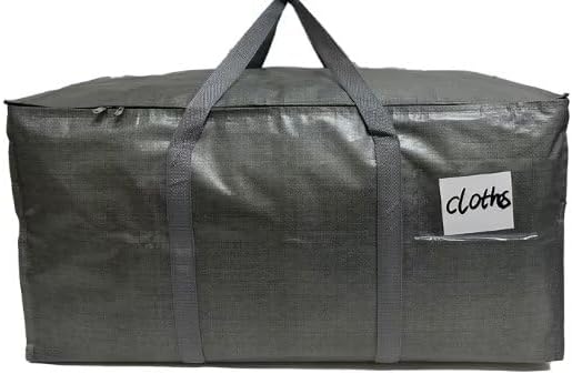 12 Pack Extra Heavy Duty Large Moving Bags with Reinforced Zipper & Wide Handles, Waterproof Storage Bins for Clothes, College Dorm, Travel, and Home Organization, Gray