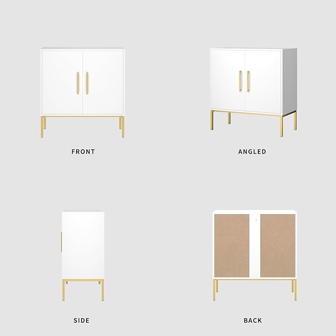 LYNSOM Storage Cabinet with Doors, Set of 3, Modern Buffet Cabinet with Storage, Kitchen Sideboard Buffet, White Wood Accent Cabinet for Living Room, Bedroom, Hallway, Entryway, Office, White