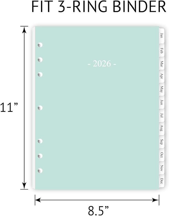 newestor 2026 Weekly Planner Refills for 3-Ring Binder with Monthly Tabs, Two Pages Per Week, 8-1/2" x 11", Folio Size 5 / Monarch