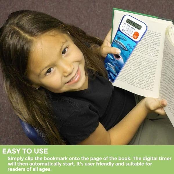 Mark-My-Time - Digital Bookmark - Mark My Time Reading Timer and Bookmark for Kids, Cool Bookmarks and Reading Incentives, Christmas Gift & Stocking Stuffer for Book Lovers - 3D Shark