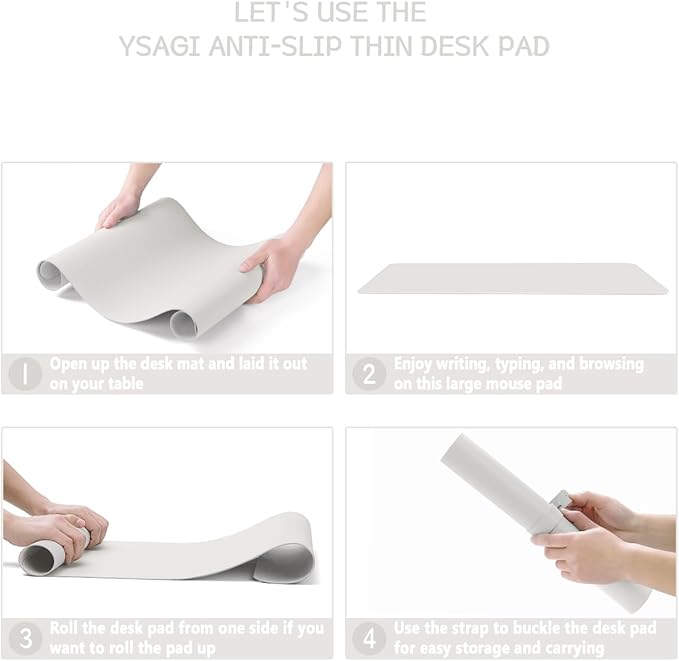 YSAGi Non-Slip Leather Desk Pad, Waterproof Laptop Computer Desk Keyboard Mat, Table Protector Blotter Mat, Large Mouse Pad for Office/Work/Home/Decor(Apricot Gray, 23.6" x 13.7")