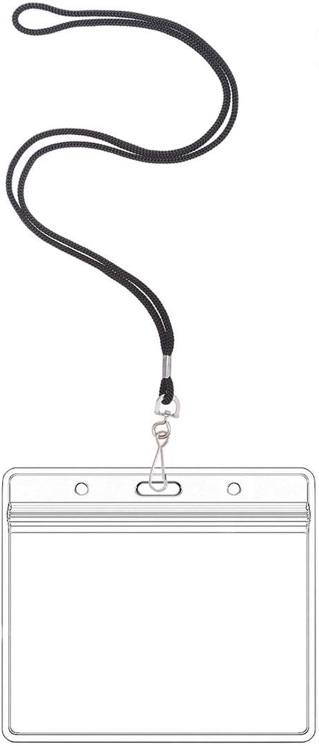 Extra Thick Horizontal ID Card Name Tag Badge Holder with Waterproof Type Resealable Zip (Holders, 20Packs)