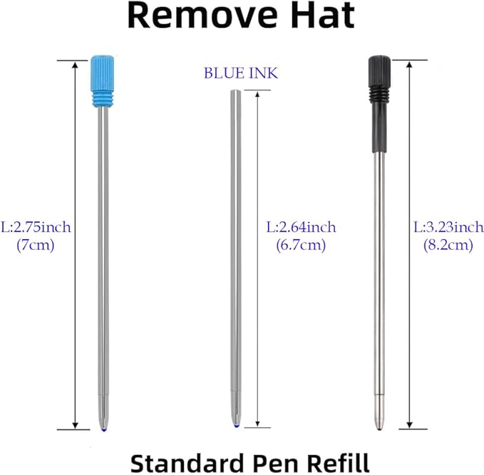 4 in 1 Multi Function Refillable and Retractable Multi Color Pen Refill,Black Red Blue Ballpoint Pen Refill, Multicolor Pen Gift for Journaling (10 Blue)