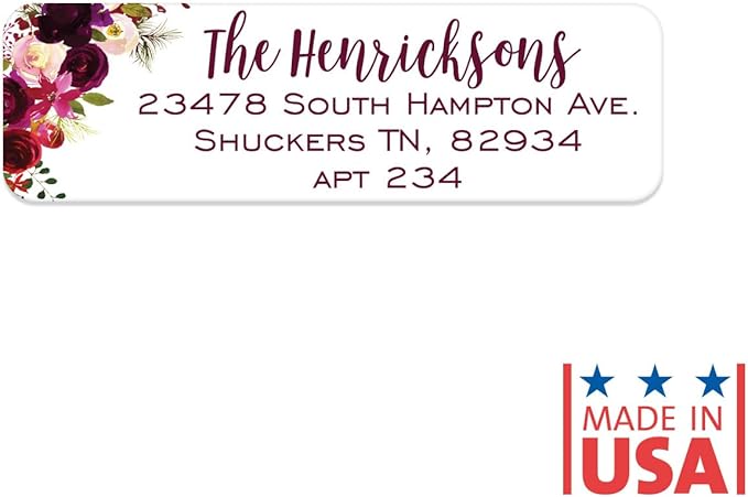Fall Floral Rolled Address Labels / 500 Personalized Return Address Labels/Designer Address Stickers in Elegant Plastic Dispenser
