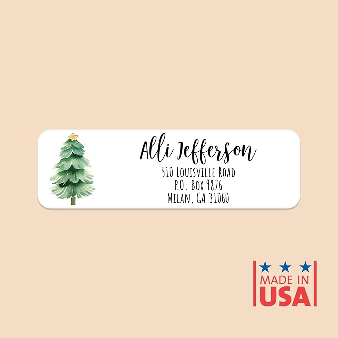 Watercolor Trees Rolled Address Labels / 500 Personalized Return Address Labels/Designer Address Stickers in Elegant Plastic Dispenser