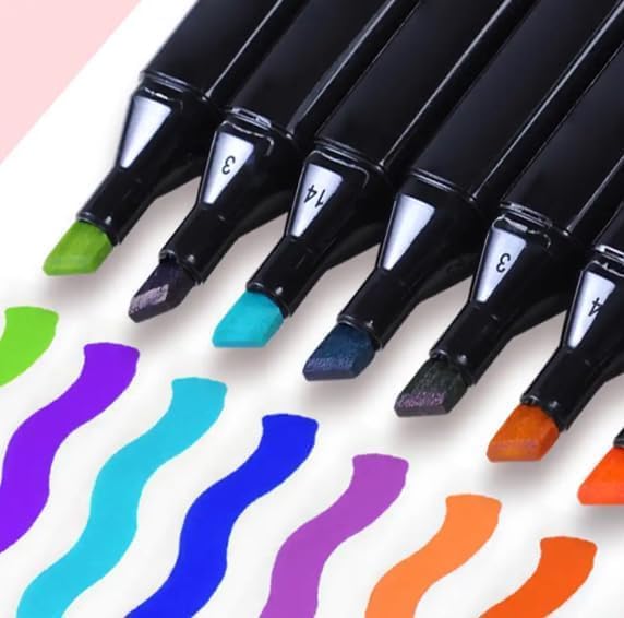 Alcohol Markers Set, 60 Colored Pens for Kids & Adults| Dual Tip Alcohol Markers with Brush Tip, Art Supplies & Coloring Marker for Drawing, Sketching & Illustration