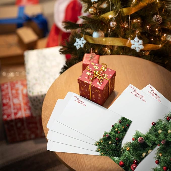 Christmas Stationary Set 6 Designs Stationary Paper and Envelopes Set, 48 Sheets Writing Stationery Paper + 24 Pieces Sealed Envelopes