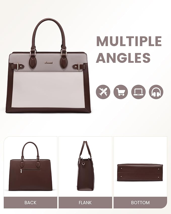 LOVEVOOK Laptop Bag for Women, 15.6 Inch Large PU Leather Tote Bag, Professional Teacher Work Bag, Waterproof Business Computer Briefcase, Shoulder Tote Purse for Office