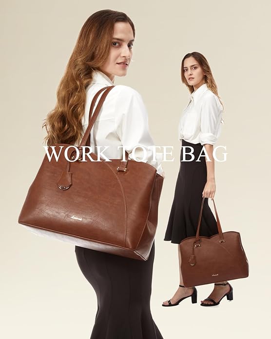 LOVEVOOK Laptop Tote Bag for Women, Work Bags Teacher Tote Bag, Leather Computer Bag Purses Handbag Professional Briefcase