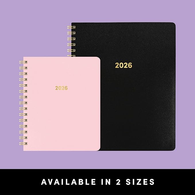 PAPERAGE 2026 Weekly & Monthly Planner, 12 Months (January 2026 - December 2026), 9.2 in x 11.2 in, Spiral Bound 2026 Planner with Weekly, Monthly & Yearly Views, Note Pages & Inner Pocket – Raspberry