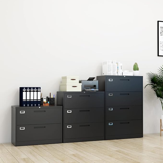 Lateral File Cabinet with Lock, 3 Drawer Large Metal Filing Cabinet,Home Office Lockable Storage Cabinet for Hanging Files Letter/Legal/F4/A4 Size-Assembly Required