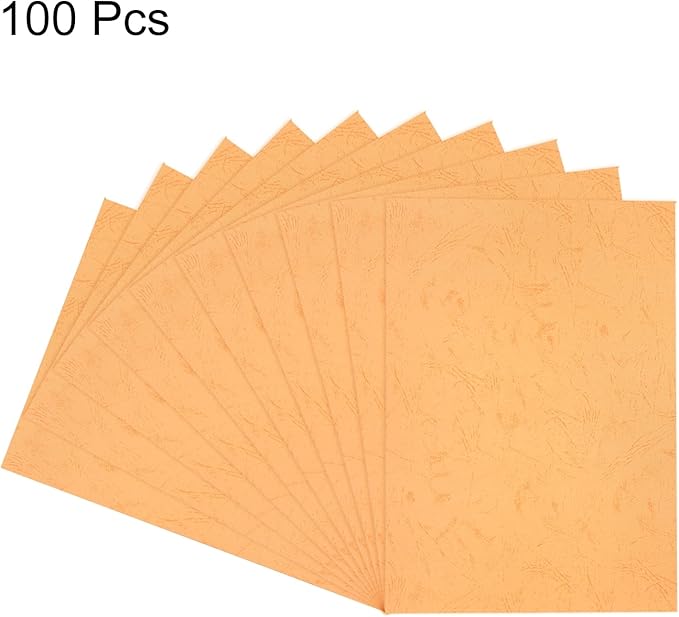 MECCANIXITY 100pcs A4 8-1/2 x 11.5 Inch Presentation Binding Covers Letter Size Leather Textured Grain Paper Un-Punched for Business Reports, Orange