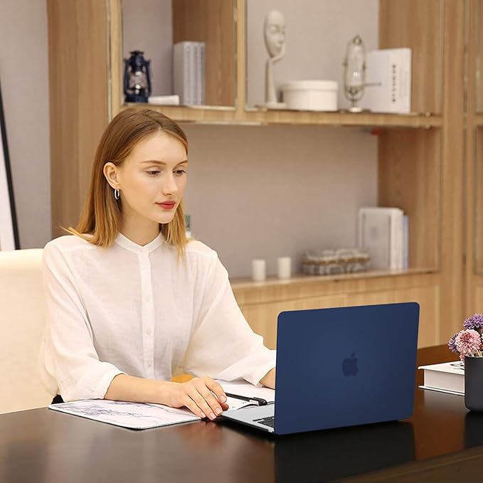 MOSISO Compatible with MacBook Air 13 inch Case 2025 2024 2023 2022 M4 A3240 M3 A3113 M2 A2681, Plastic Hard Shell&Keyboard Cover&Screen Film&Type C for MacBook Air 13.6 inch Case, Navy Blue