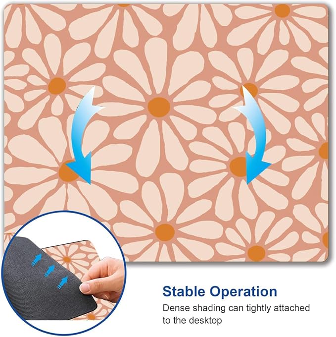 Mouse Pad, Premium-Textured Mouse Mat, Non-Slip Rubber Base Mousepad for Laptop, Computer & PC,9.5×7.9 in,Beautiful Orange Floral