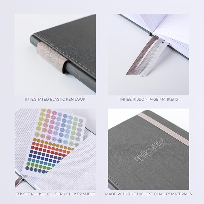 MäksēLife 90-Day Quarterly Planner - Entrepreneur Goal Setting & Project Management, Undated 3-Month Productivity Planner for Small Business Owners, Dark Gray