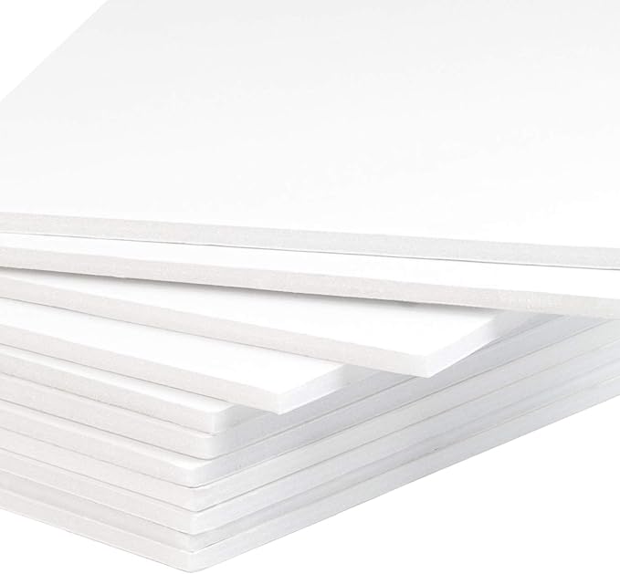 Mat Board Center, Pack of 10 Acid-Free Foam Boards, 18x24 inch White Foam Boards, 1/8" Thick
