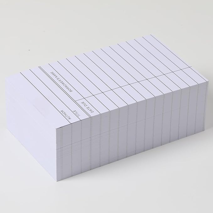 Library Cards, Checkout Catalog Book Card,Library Checkout Index Cards, Due Date NoteCards for Record Keeping (3x5 in,100 Count)