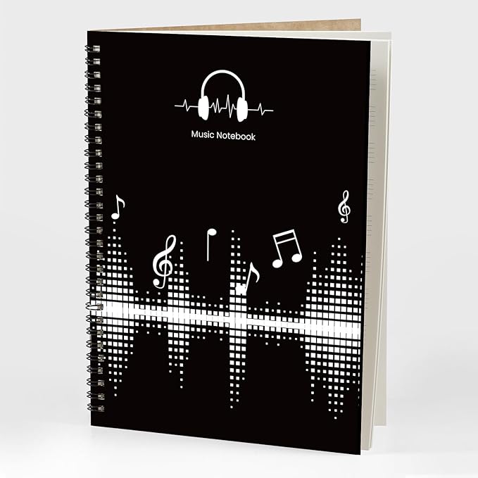 MAXCURY Blank Sheet Music Composition Manuscript Staff Paper Art Music Notebook Black 100 Pages 26x19cm (DJ)