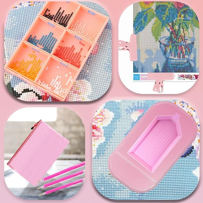 NLXCXUCY 158Pcs Diamond Art Accessories Kit All Inclusive Diamond Painting Tool Set with A4 Diamond Painting Light Pad,Diamond Art Sealer Glue,Diamond Correction,Pens Storage Box for DIY Craft