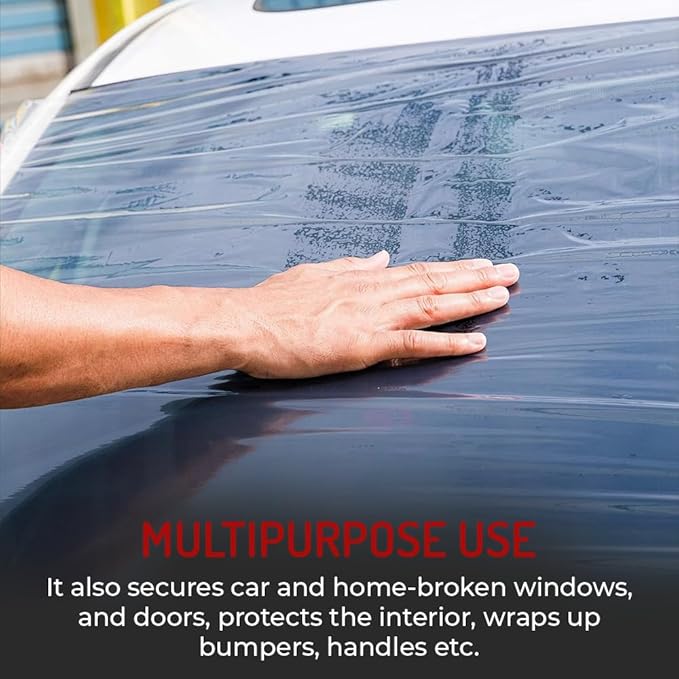 Hi-Tech Collision Crash Wrap, 36" X 100' X 3 MIL, Wreck Wrap for Damaged Vehicles, Super Sticky Adhesive, Automotive Crash Protection Film, Clean Removal (1 Pack)