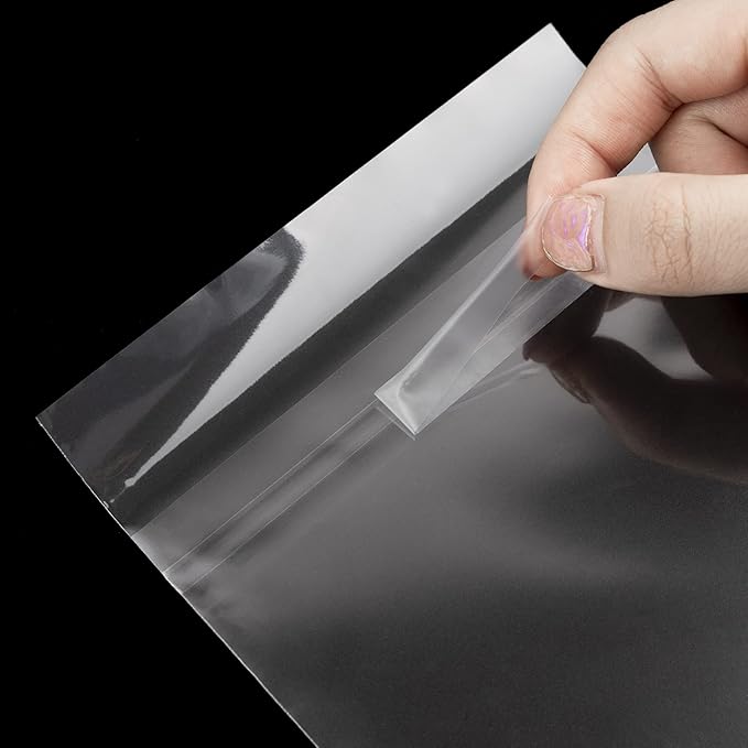 AUEAR, 200 Pack (12"x15") Crystal Clear Resealable Sleeves Storage Bags - Self Sealing Plastic Bags for Packaging, Clothing & T Shirts