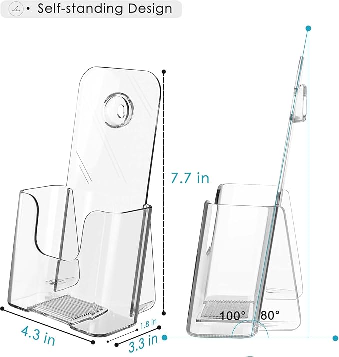 MaxGear Acrylic Brochure Holder, Premium Brochure Holder Stand 4 inches Wide Plastic Pamphlet Holder Wall Mount Clear Countertop Organizer Literature Holders Flyer Holder Plastic Display Stand(12Pack)
