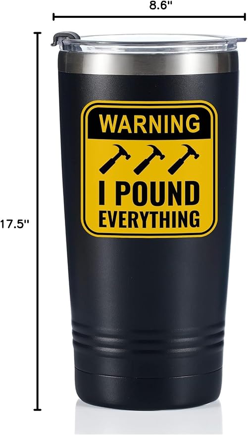 Onebttl Construction Worker Gifts Tumbler Coffee Mug, Stainless Steel Insulated, with Lids, 590ml/20oz - Pound Everything
