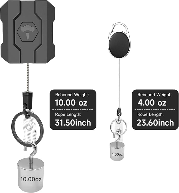 Retractable Keychain Badge Holder with Belt Clip, Heavy Duty Carabiner ID Badge Clip Reel, 32” Steel Retractable Cord, 10 oz Rebound,1pcs Black Belt Clip