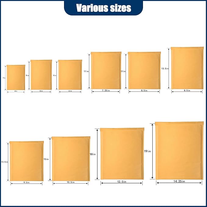 Natural Kraft Bubble Mailer Envelopes, Small Bubble Mailers 4x7 Inch, 50 Pack Padded Envelopes, Self-Seal Shipping Envelope,Tear-Resistant Mailing Envelope Padded