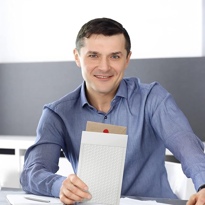 packbabol Bubble Mailers, 4x7 Inch Padded Bubble Mailers Pack of 50 Bubble Envelopes Opaque Self Seal Adhesive Waterproof Bags for Shipping and Packaging (White, 4x7-50Pc)