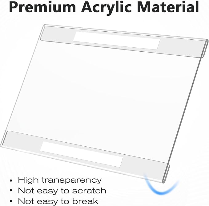 MaxGear Acrylic Sign Holder 5x7, Clear Plastic Wall Mount Sign Holder with Double-Sided Tape, Acrylic Picture Frame Flyer Paper Document Holder Acrylic Wall Frame for Home, Office, Restaurant, 6 Pack
