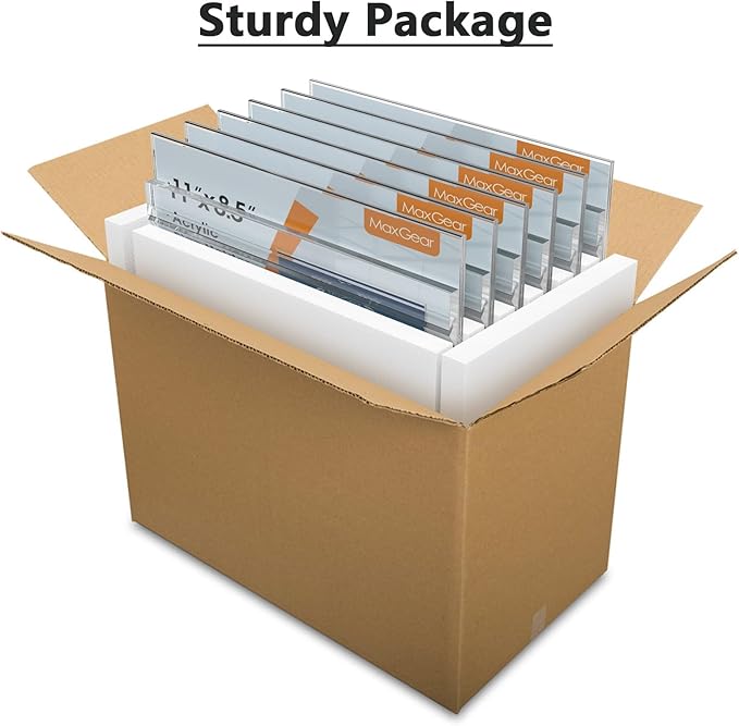 MaxGear 8.5 X 11 Acrylic Sign Holder Horizontal 2Pack, Double Sided Display Stand, Clear Table Sign Holders Flyer Menu Holders, Plastic Paper Holder Picture Frame for Office, Store, Restaurant