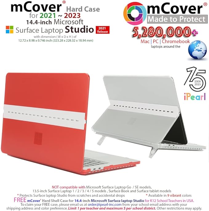 mCover Case ONLY Compatible for 2021-2023 14.4" Microsoft Surface Laptop Studio Notebook Computer - Clear