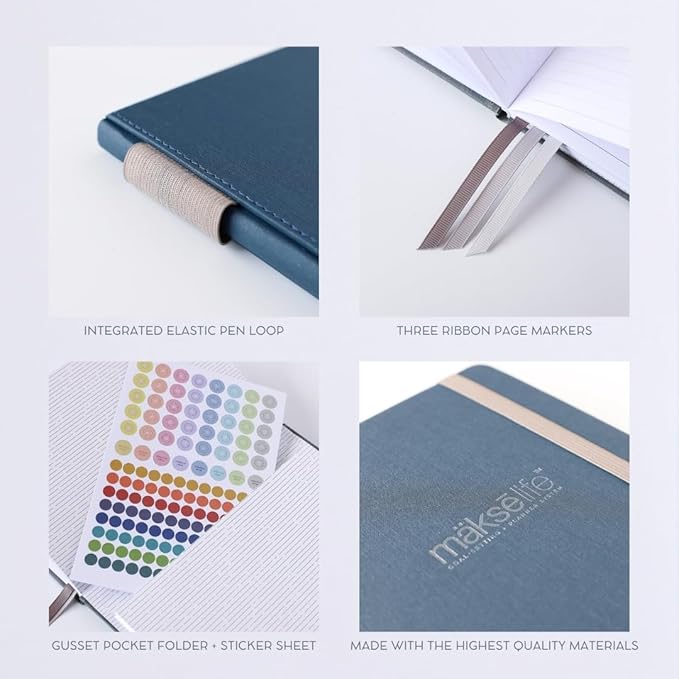 MäksēLife 90-Day Quarterly Planner - Entrepreneur Goal Setting & Project Management, Undated 3-Month Productivity Planner for Small Business Owners, Navy