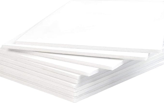 Mat Board Center, Pack of 10 Acid-Free Foam Boards, 5x7 inch White Foam Boards, 1/8" Thick