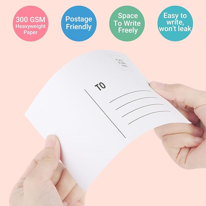 MaxGear Postcards for Mailing, 4" x 6" Cardstock Paper Postcard Paper, Blank Postcard Christmas Card, 300 GSM Thank You Postcards Printable Post Cards, 60 Pack White Blank Post Cards Bulk