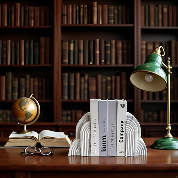 LIFFY Cloud Book Ends Decorative,7 Inch Resin Non-Skid Decorative Bookends for Shelves, Book Ends for Heavy Books,Indoor Morden Book Holder for Home Office Shelf Decor