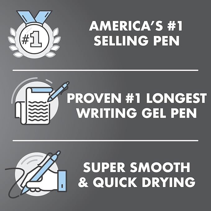 G2 Retractable Premium Gel Ink Roller Ball Pens Fine Point Fine Point (.7mm) Black Ink 9-pk; Refillable & Premium Comfort Grip Bundle with Plastic Reusable Pouch