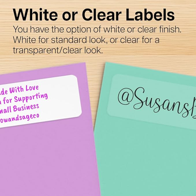Personalized Address Labels - White or Clear Return Address Label on Sheets 2.5" x 0.75", Letter Stickers for Envelopes, Customizable Labels for Home or Office Use (200-500 Labels)