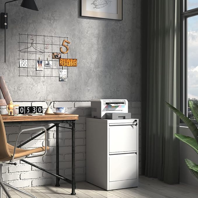 2 Drawer File Cabinet with Lock,Metal Filing Cabinets for Home Office,Steel Vertical File Cabinet,Heavy Duty Metal Storage Cabinet for A4/Letter/Legal Size Files,Assembly Required