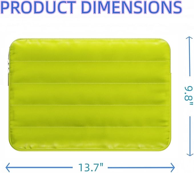 LS-M Puffy 13-14 Inch Laptop Sleeve Case for Women Men Cute Carrying Cover Compatible with MacBook Air M2, MacBook Pro 14 Protective Portable Case (Green, 13-14inch)