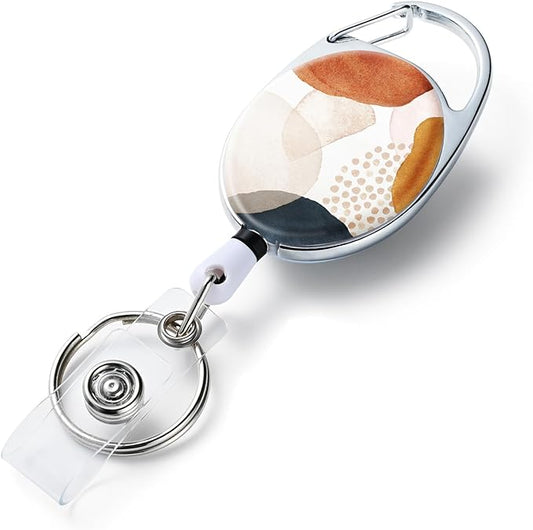 Badge Reels Retractable,Double Sided Color Print Pattern Retractable Badge Holders,with Retractable Keychain, Badge Clip and Key Ring,Durable Nylon Retractable Rope