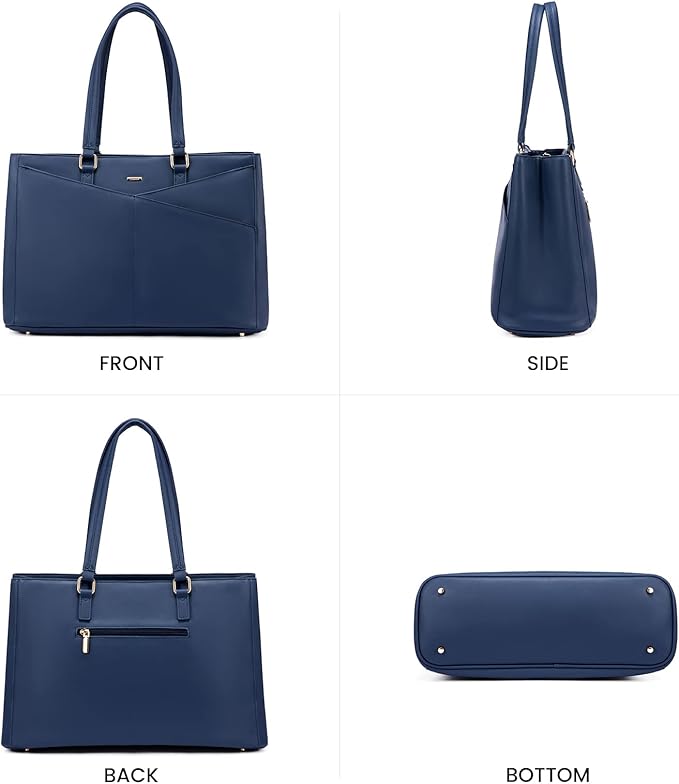 LOVEVOOK Laptop Bag for Women 15.6 Inch Tote Bags Waterproof Leather Briefcase Computer Women Business Office Work Bag,Navy Blue