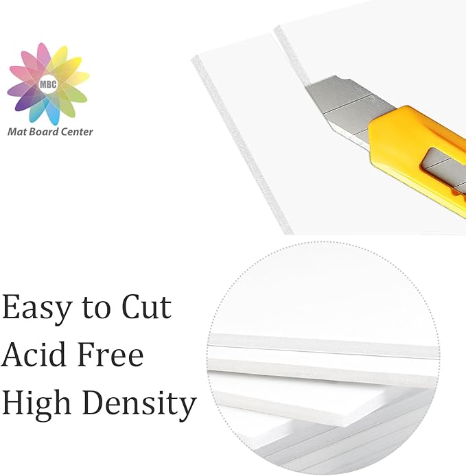 Mat Board Center, Pack of 10 Acid-Free Foam Boards, 9x12 inch White Foam Boards, 1/8" Thick
