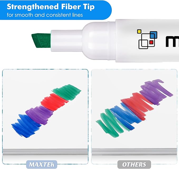 maxtek Dry Erase Markers Chisel Tip, 17 Count 5 Colors Whiteboard Markers, Low Odor Dry Erase Markers