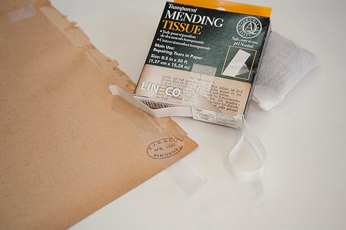 Lineco Archival Document Repair Tape, Repairs Paper Documents, Maps, Ephemera, Photos and Artwork. Acid-Free Translucent Tape 0.5" x 50', Pack of 1