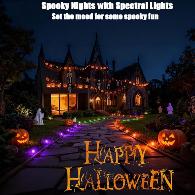 Outdoor Ground Lights 31FT Patio Decorations Smart Outdoor Christmas Lights with IC+RGB 20 Pathway Light IP67 Waterproof for Halloween Christmas Birthday Holiday Party APP/Remote Control