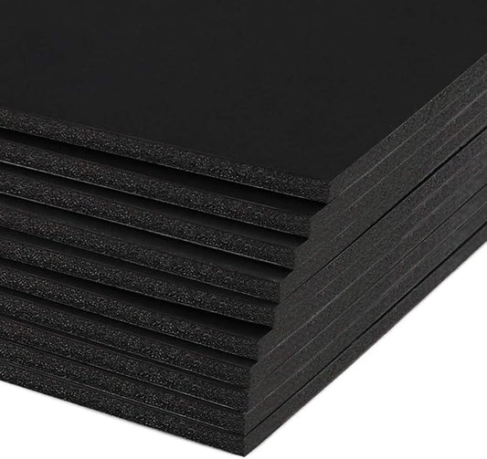 Mat Board Center, Pack of 10 Acid-Free Foam Boards, 20x24 inch Black Foam Boards, 3/16" Thick